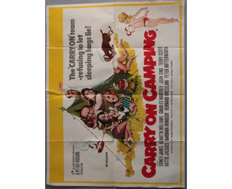 Carry on Camping (1969) Original British Quad film poster first release full colour art by Renato Fratini, printed by Lonsdal