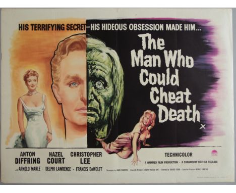 The Man Who Could Cheat Death (1959) first release British Quad Hammer Horror film poster. Based on Barre Lyndon's play The A