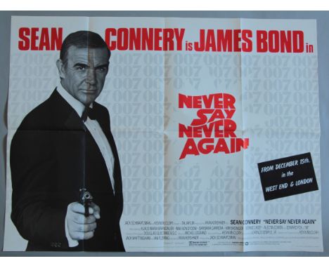 45 folded UK Quad film posters including "Never Say Never Again" teaser, Zulu RR, Return of the Living Dead, Frankie & Johnny