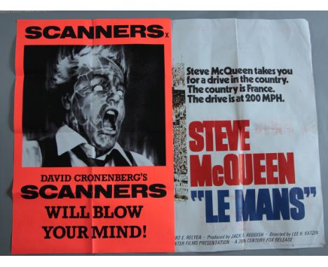 A collection of over forty folded film posters including Scanners (double-crown 20" x 30"), Le Mans (half quad), Shogun Samur