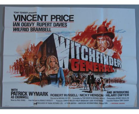 Witchfinder General (1968) Original First Release British Quad Horror Tigon film poster from Edgar Allen Poe's The Conqueror 