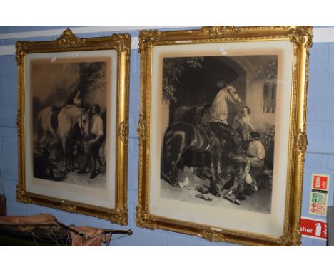 After J F Herring engraved by T L Atkinson"Feeding the horse"black and white engraving, published 1848 by Henry Graves78 x 61