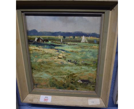 Sheelah R Michalski (20th century)"Sailing time, The Marshes, Oulton"oil on board, signed and dated 1973 lower left25 x 20cm 