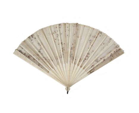 A 19TH CENTURY IVORY CARVED LADY'S FAN. 35cmPLEASE NOTE: THIS ITEM CONTAINS OR IS MADE OF IVORYBidders should be advised that