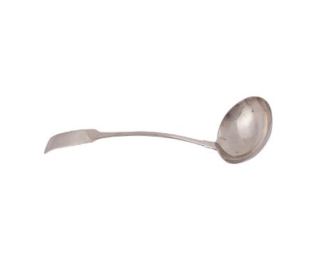 A WILLIAM IV IRISH SILVER SOUP LADLE, Dublin 1832, mark probably that of James Scott, with plain fiddle pattern handle, (c.20