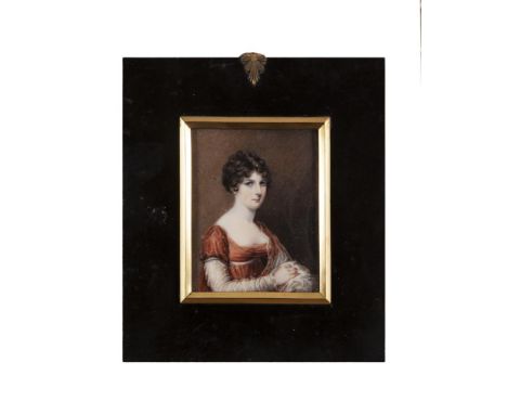 IRISH SCHOOL (19TH CENTURY)Miniature Portrait of Mrs. SayersWatercolour on ivory, 9 x 7cm