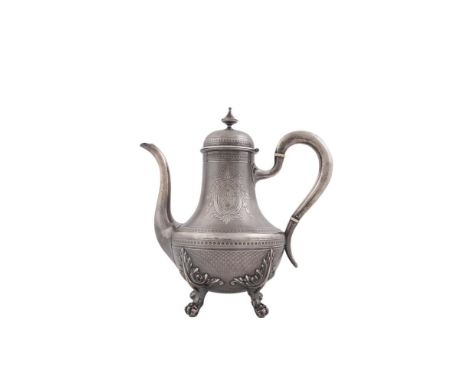 ***PLEASE NOTE ESTIMATE SHOULD READ €300-500 IN THE PRINTED CATALOGUE*** A FRENCH SILVER COFFEE POT, by Émile Hugo, Paris, c.