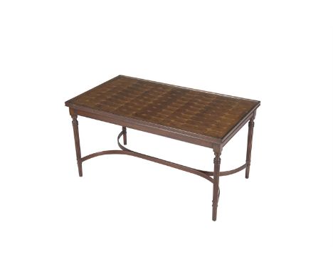 ***PLEASE NOTE ESTIMATE SHOULD READ €100 - 150 IN THE PRINTED CATALOGUE*** A RECTANGULAR COFFEE TABLE, the top inlaid with ol