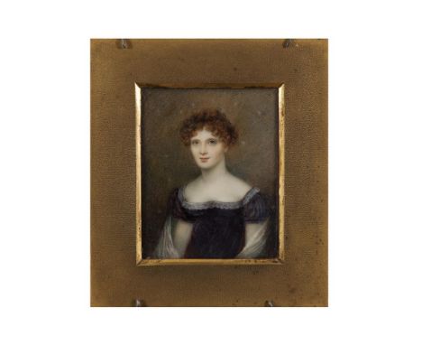 WILLIAM BATE (d.1845)Miniature Portrait of a Young Lady in a Lace Trimmed DressWatercolour on ivory, 8.5 x 6.8cmSigned, inscr
