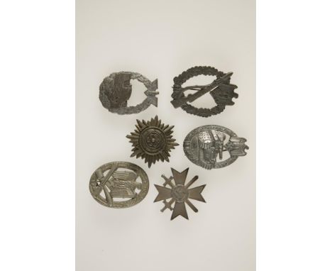 GERMAN NAZI BADGES, Navy, Tank, Army and others. (6)