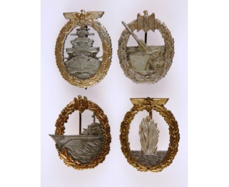 GERMAN NAZI BADGES, Navy, Army and Artilery. (4)