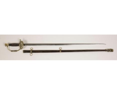 A U.S. OFFICERS SWORD with scabbard and brass mounts