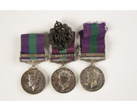 GEORGE VI GENERAL SERVICE MEDALS, with Malaya clasps, impressed (4018809 L.A.C. N.E. ROBINSON. R.A.F.), (4022972 L.A.C. R.A. 
