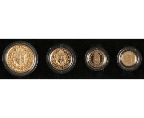 ELIZABETH II, GOLD PROOF FOUR COIN SOVEREIGN COLLECTION, 1489-1989, 500th Anniversary Of The First Gold Sovereign, in box wit