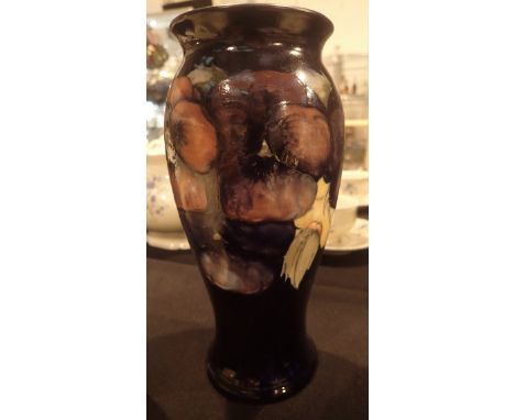 Moorcroft large signed blue vase, H: 21 cm   CONDITION REPORT:  Item has had some restoration to a professional level.