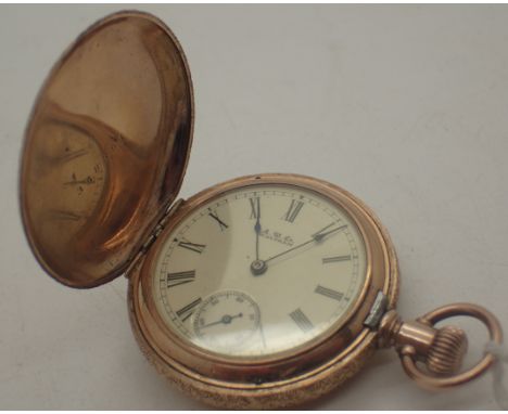 Presumed gold plated ladies Waltham full hunter, crown wind fob watch   CONDITION REPORT:  This item is working at lotting.