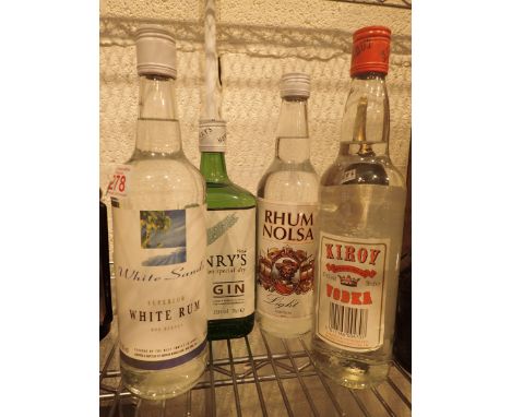 Two bottles of white rum, one bottle of gin and one bottle of vodka   CONDITION REPORT:  POSTAGE: There are restrictions on t