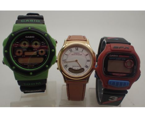 Three Casio new old stock wristwatches