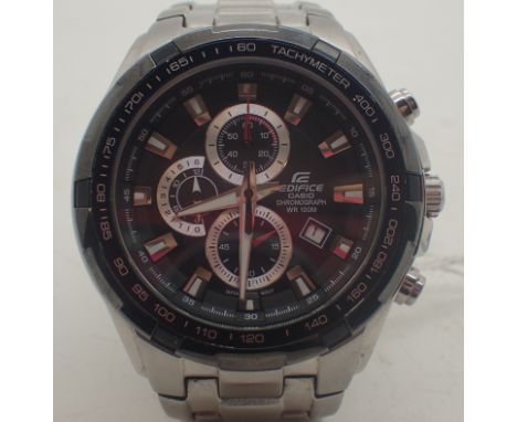 Gents Casio Edifice stainless steel chronograph wristwatch on matching bracelet   CONDITION REPORT:  This item is working at 
