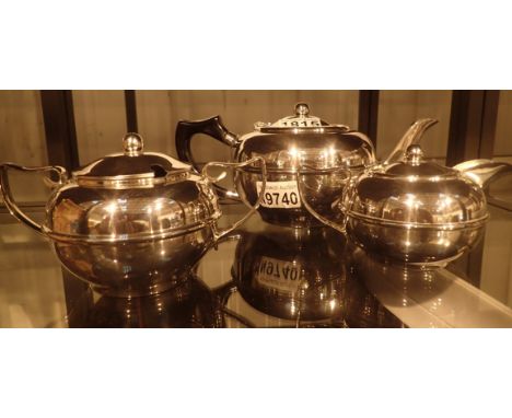 Silver plated tea set teapot, sugar and milk