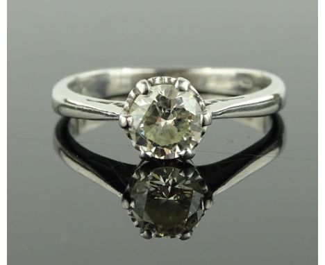 A platinum 0.75ct solitaire diamond ring, setting height 6.5mm, size M.