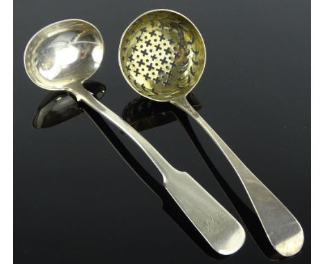 A Scottish Provincial silver toddy ladle by Rettie & Sons, Aberdeen, and an early Victorian sifter spoon, (2).