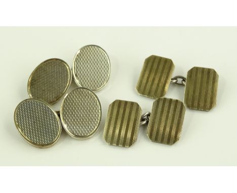 A pair of heavy gauge silver cufflinks and a set of 9ct gold and silver cufflinks, total weight 25.7g, (2).