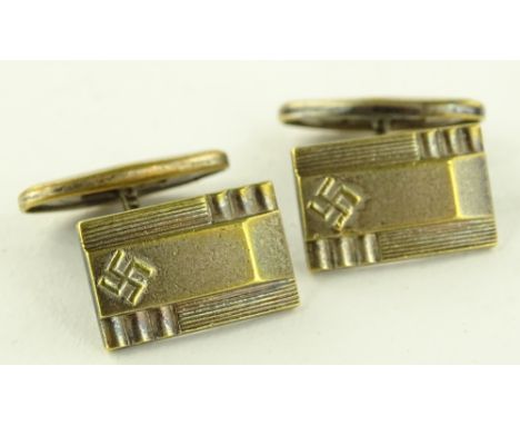 Pair of German Second World War period silver plated cufflinks.