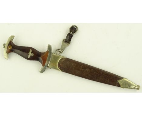 A German Second World War SA dagger, etched motto to blade with metal scabbard.