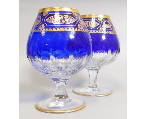 De Lamerie Gold Embellished Cobalt Blue Crystal  Brandy Glass in individual bags &amp; boxed 