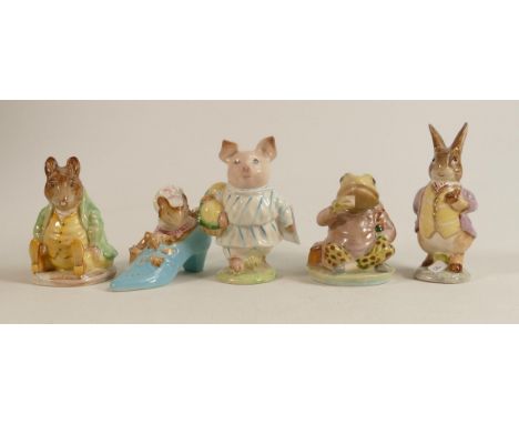 Beswick Beatrix Potter BP2 figures The Old Woman who Lived in a Shoe, Little Pig Robinson, Samuel Whiskers, Mr Benjamin Bunny