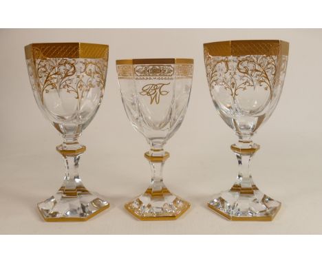 De Lamerie Fine crystal heavily gilded non matching  glass ware, specially made high end quality item, tallest height 18cm. (