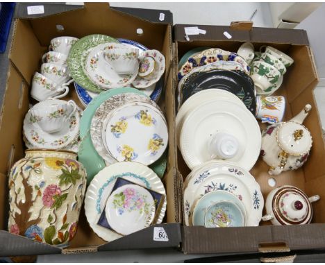 A mixed collection of item to include Woods Indian Tree Patterned large vase, floral decorated tea ware, Wedgwood plates &amp