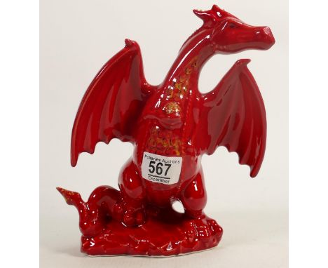 Anita Harris figure of a treasure dragon. Gold signed to base, height 22cm width 22cm. Glaze and enamel 