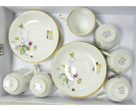 Royal Worcester coffee cups and saucers decorated with butterflies and fruit  (12) 
