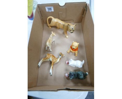 A collection of Beswick &amp; Goebel figures to include Lion Cub, Kid Goat, damaged Winnie the Pooh figure etc 