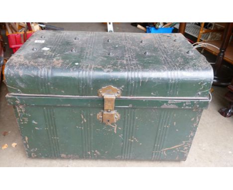 Large Painted Tin Travel Trunk 