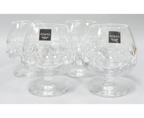 Boxed Atlantis Crystal Evora Patterned  Brandy Glasses x 4, boxed 