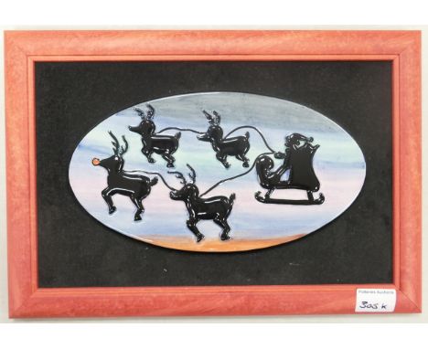 Lorna Bailey Ceramics Christmas Eve large framed wall plaque. 2002 - frame size 28 x 40cm 