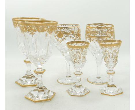 De Lamerie Fine crystal heavily gilded non matching  glass ware, specially made high end quality item, tallest height 19cm. (