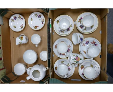 A collection of Royal Worcester Evesham patterned tea ware(2 trays) 