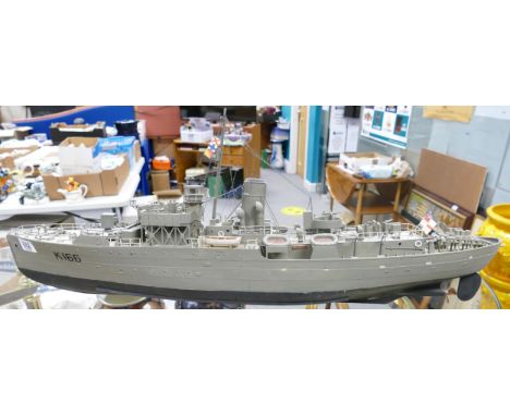 Model Made HMCS Snowberry Flower Class Corvette, length, 1/72 scale, 87cm