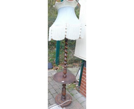 1020's Carved Oak Standard Lamp &amp; Shade 