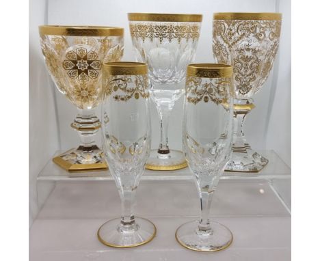 De Lamerie Fine crystal heavily gilded non matching  glass ware, specially made high end quality item, tallest height 18cm. (