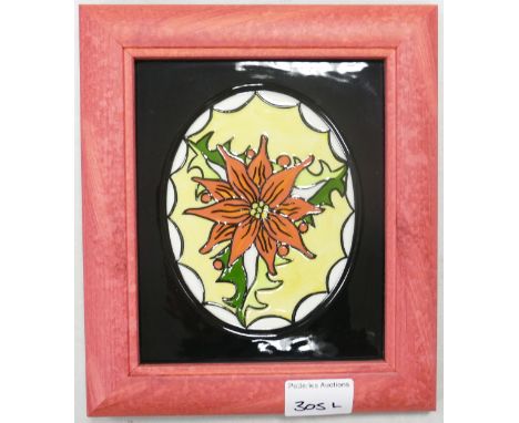Lorna Bailey Ceramics Christmas Rose framed wall plaque. Limited edition 16/30 LJB Ceramics22/11/02, frame size 23 x 20cm. 