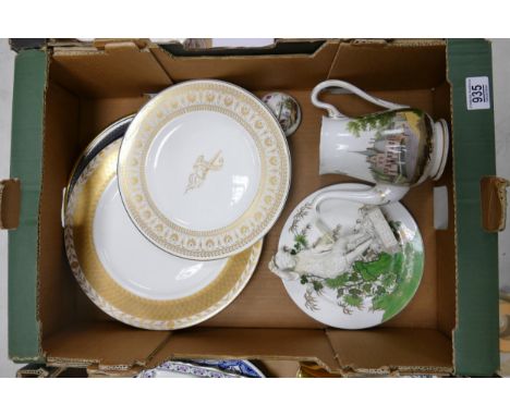 A mixed collection of items to include 19th Century Parian figure, Hand Decorated Moto Jug, similar plate, Royal Worcester Cl