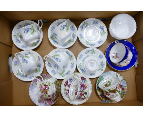 Royal Albert cup and saucers to include patterns Christmas rose, Poppy and Roses together with Richmond blue poppy cups, sauc