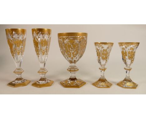 De Lamerie Fine crystal heavily gilded non matching  glass ware, specially made high end quality item, tallest height 16cm. (