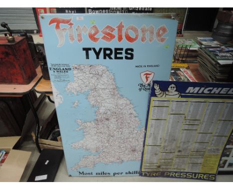 A Firestone tyres most miles per shilling enamel map of England and Wales.
73cm x 123cm