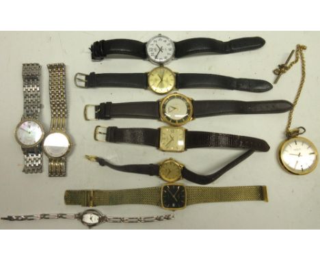Miramar gold plated wristwatch, signed dial with skeletonised chapter ring, signed snap on case back no.1138, signed 17 jewel